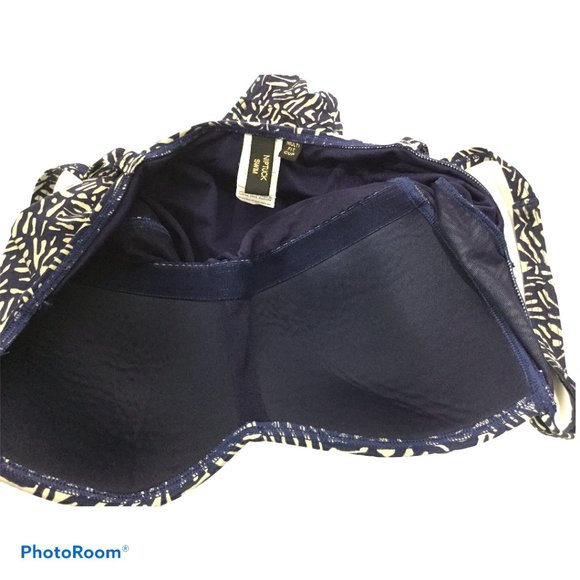 NIP TUCK Sz 8 One Piece Navy Cream pattern Ruched - Picture 3 of 5